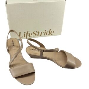 LifeStride Yasmine Heirloom Taupe Slingback Wedge Sandals Comfort 8M NIB